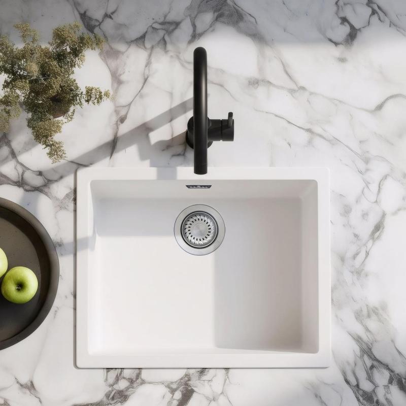 Witte spoelbak 50x40cm onderbouw opbouw en vlakbouw met rvs plug 1208956397

Bílý dřez 50x40cm pro spodní montáž, vestavbu a plochou montáž s nerezovou zátkou 1208956397