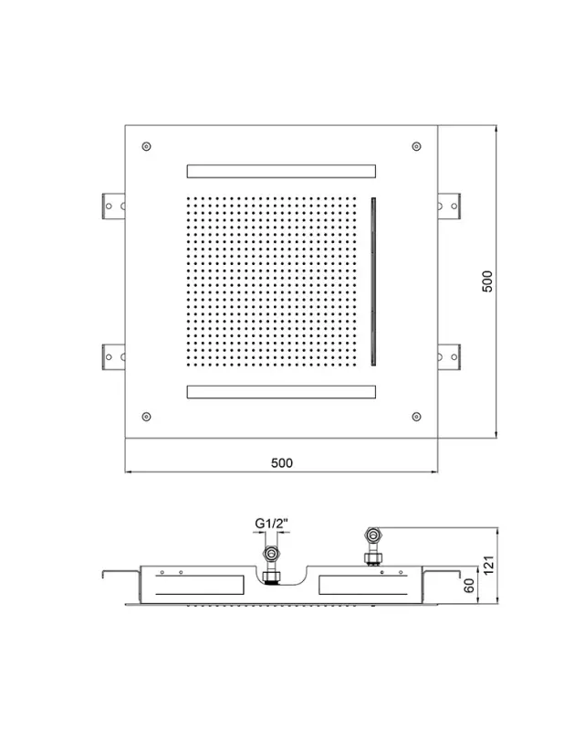 SB Square 316 Vestavná dešťová sprcha Velvet Temptation s LED chromoterapií a vodopádem matná černá 1208956742
