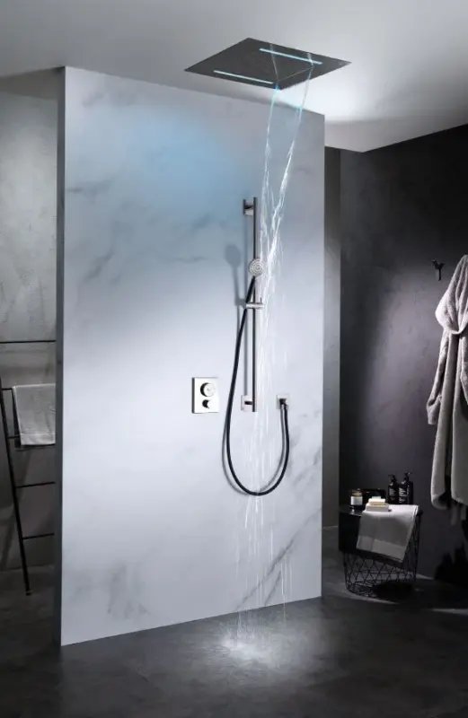 SB Square 316 Vestavěná dešťová sprcha Velvet Temptation s LED chromoterapií a vodopádem kartáčovaný PVD gun metal 1208956746