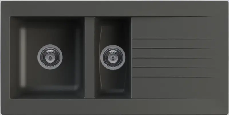 Ausmann Fibre 1,5 černý plastový dřez otočný s odkapávačem, povrchová úprava 100x50 cm 1208956783