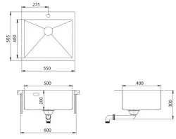 Ausmann Turt měděný dřez PVD Copper 550x505 mm s otvorem pro baterii, spodní montáž, plochá montáž a horní montáž 1208956939