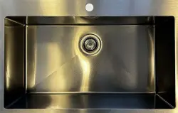 Ausmann Turt velká dřezová mísa z gun metal PVD antracit 790x505mm s otvorem pro baterii, podstavbová, plochá a vestavná 1208956940