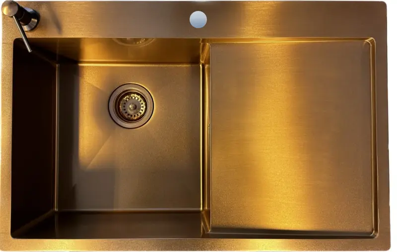 Ausmann Turt měděný dřez s odkapávací plochou vpravo 780x500mm vestavný a plochý 1208956943