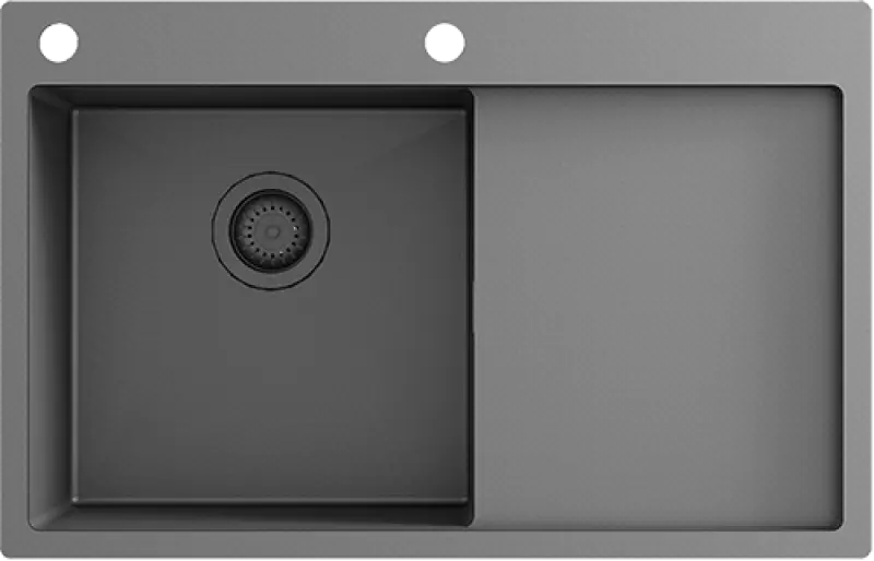 Ausmann Turt gun metal dřez s odkapávací plochou vpravo 780x500mm, montáž na povrch a rovná montáž 1208956953