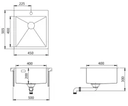 Ausmann Turt měděný dřez 450x505mm s otvorem pro baterii, montáž spodní, plochá a povrchová 1208956959