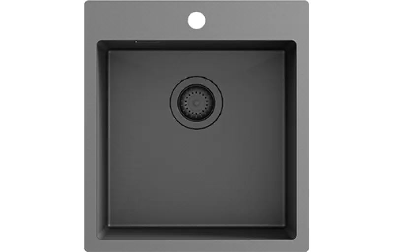 Ausmann Turt gun metal dřez 450x505mm s otvorem pro baterii, pro spodní montáž, horní montáž a vestavbu 1208956960
