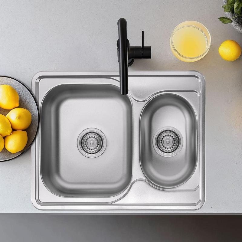 Ausmann Basic nerezový 1,5 vestavěný dřez oboustranný 63x50 cm včetně sifonu 1208956969