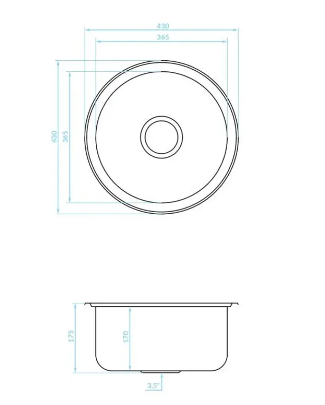 Ausmann Basic kulatý nerezový dřez na desku 43 cm včetně sifonu 1208956999