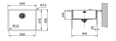 Franke Mythos Masterpiece BXM 210.50 PVD Gold Sink 500x410mm Flush-Mount and Undermount 127.0674.362
