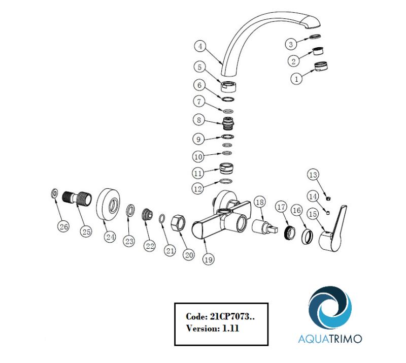 AquaTrimo Chopin kuchyňská nástěnná baterie s horním výtokem matná černá 21CP7073SW