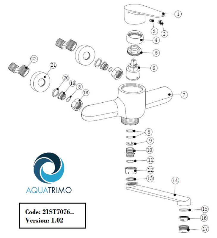 AquaTrimo Schubert jednoruční kuchyňská stěnová baterie chrom 21ST7076CM