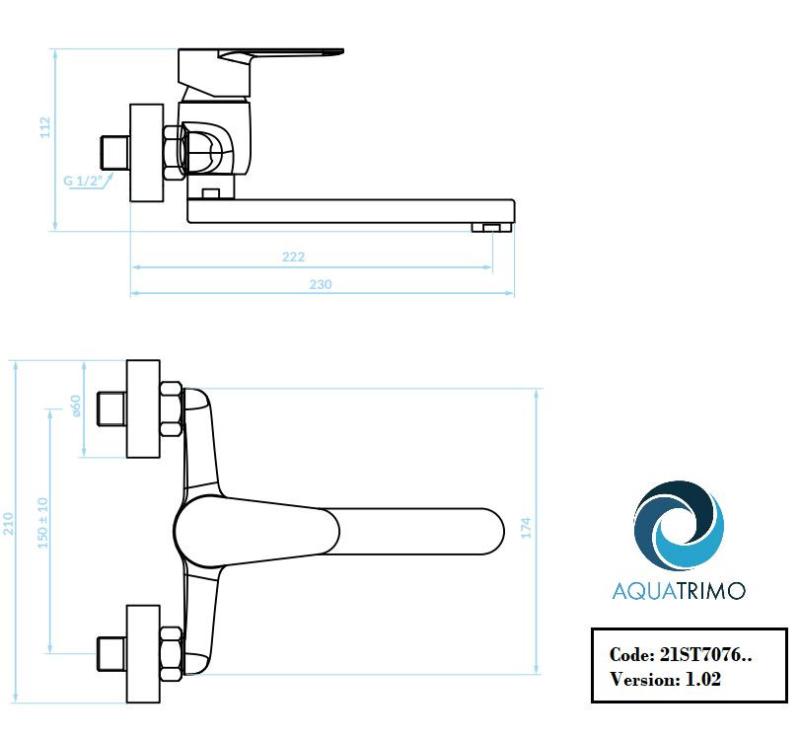 AquaTrimo Schubert jednoruční kuchyňská stěnová baterie chrom 21ST7076CM