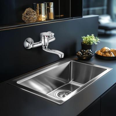 AquaTrimo Verdi nástěnná baterie, jednoruční kuchyňská nástěnná baterie, chrom s krátkým výtokem 21VD7079CM