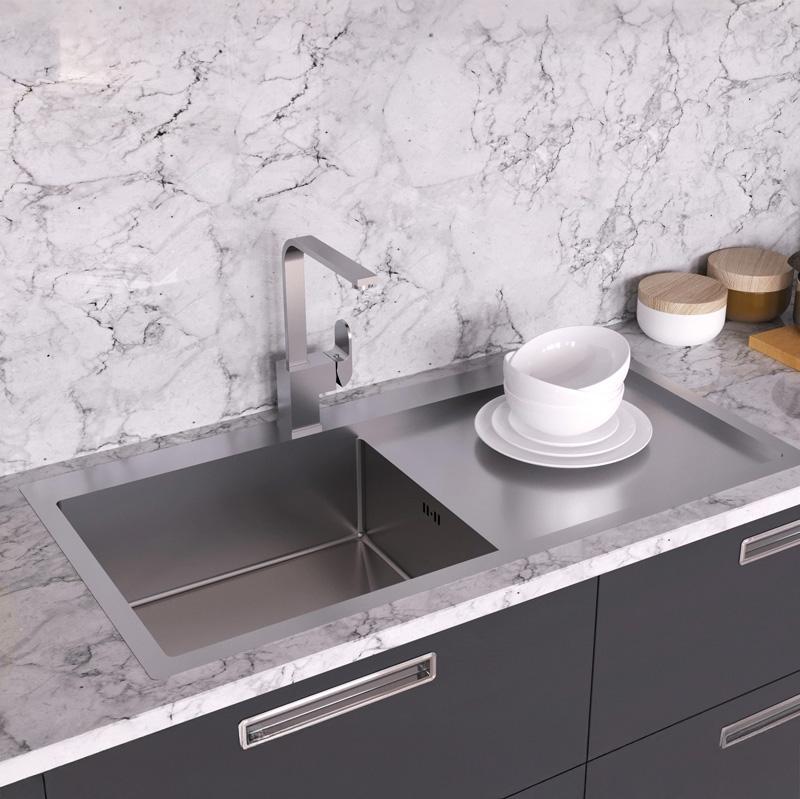 Ausmann Oder Blue velká nerezová dřez 100x51cm, plochá a horní montáž s odkapávací částí 1208957124
