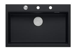 Quadri matně černý granitový nástavec velký dřez 76x50cm včetně příslušenství 1208957201