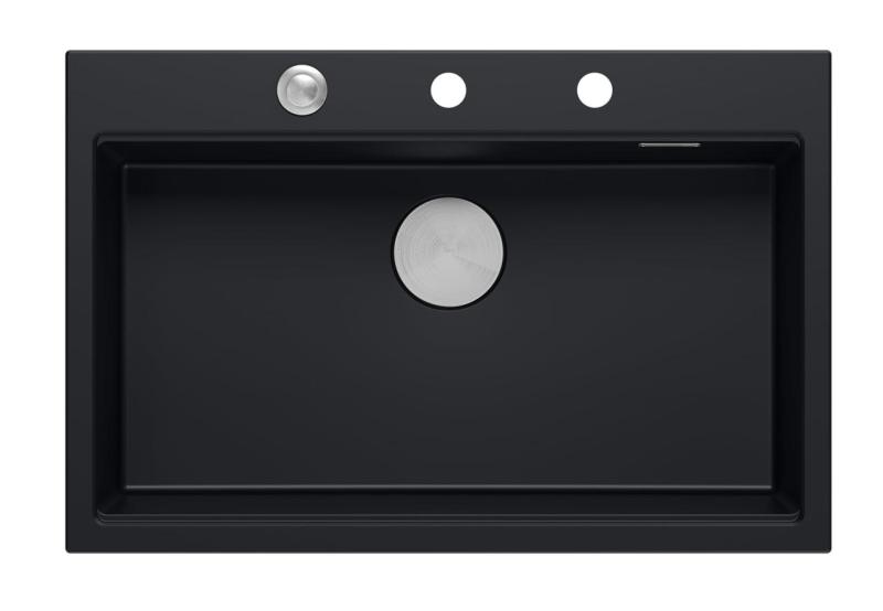 Quadri matně černý granitový nástavec velký dřez 76x50cm včetně příslušenství 1208957201