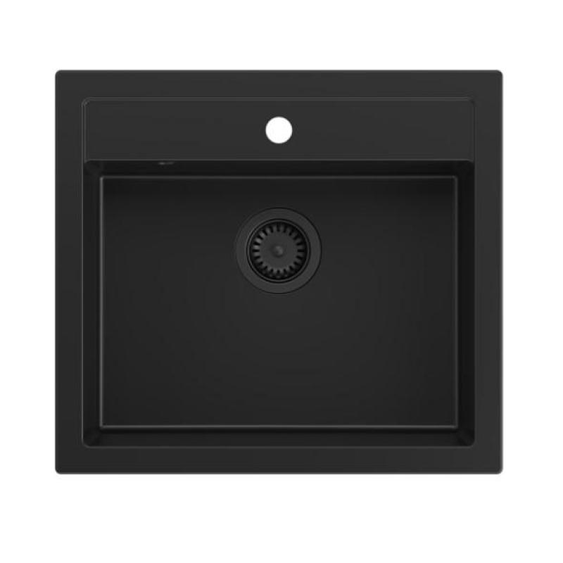 Quadri Farmhouse venkovský vestavný nebo nástěnný žulový dřez matná černá 595x540mm 1208957208