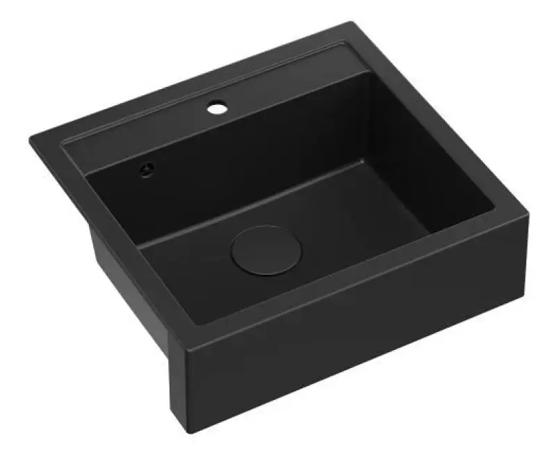 Quadri Farmhouse venkovský vestavný nebo nástěnný žulový dřez matná černá 595x540mm 1208957208