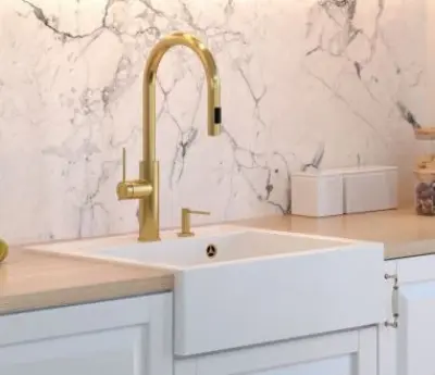 Quadri Farmhouse country intermediate or inset granite sink matt white 595x540mm 1208957209