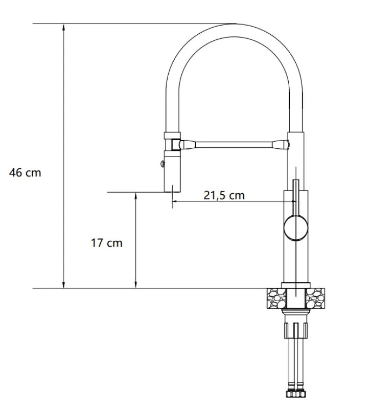 Quadri Chester kuchyňská baterie s flexibilním výtokem a sprchou se 2 typy proudů RVS 1208957226