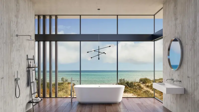 AquaTrimo Acciaio volně stojící vanová baterie s ruční sprchou z nerezové oceli 1208957285