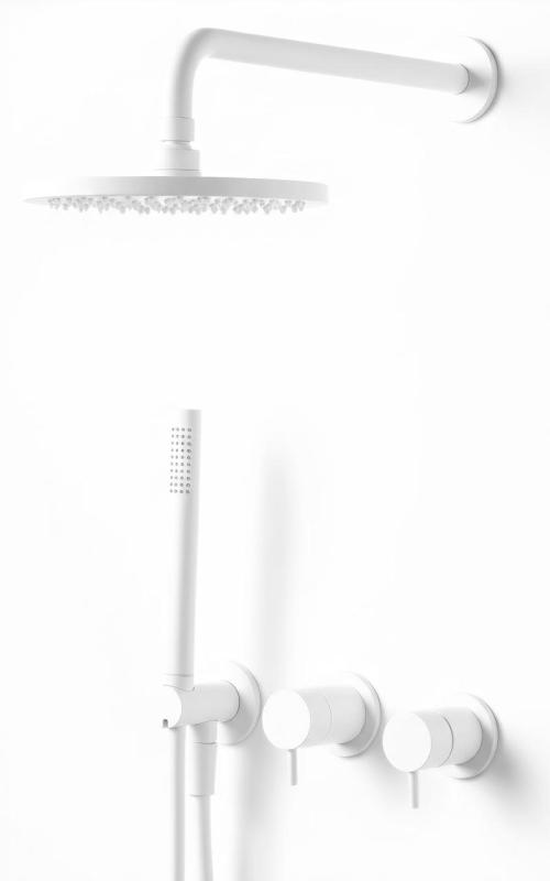 Waterevolution Flow vestavěná sprchová souprava matně bílá s termostatickou sprchou a ruční sprchou 1208957344