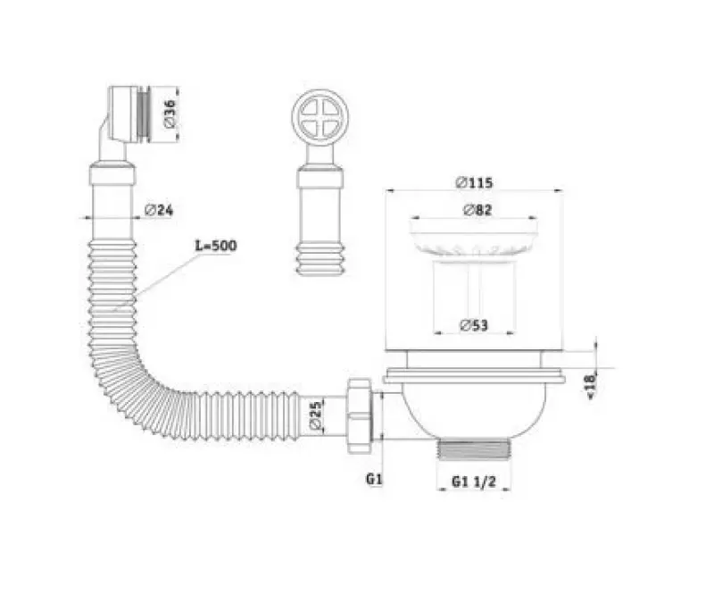 GraniteMy Odtoková sada béžová krémová s kulatým přepadem 1208957346