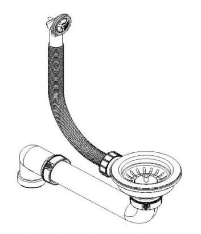 Ausmann kartáčovaná měděná odtoková sada pro dřez včetně přepadu, měď 1208957348