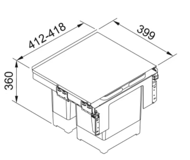 Franke Sorter Garbo 45-2 vestavěný odpadkový systém 1 x 12 a 1 x 18 litrů odpadní nádoby 1210200692