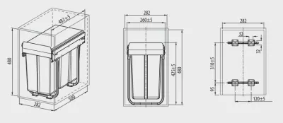 Garbi Sorter S-30-2 vestavěný systém pro třídění odpadu se 2 koši, 1 x 10 a 1 x 20 litrů 1208957363