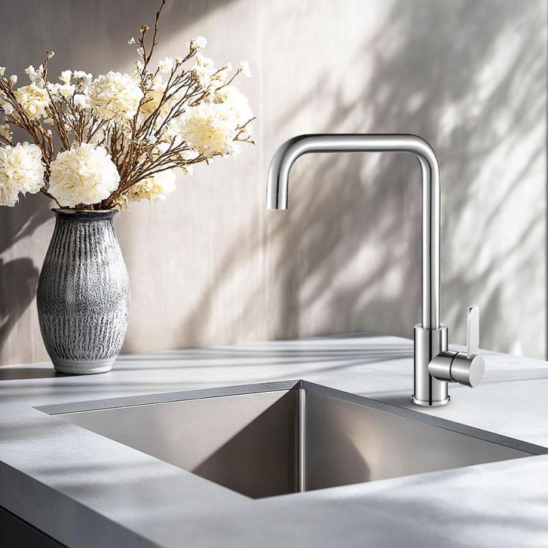 AquaTrimo Solid masivní nerezová kuchyňská baterie s otočným výtokem 21SL7370SS