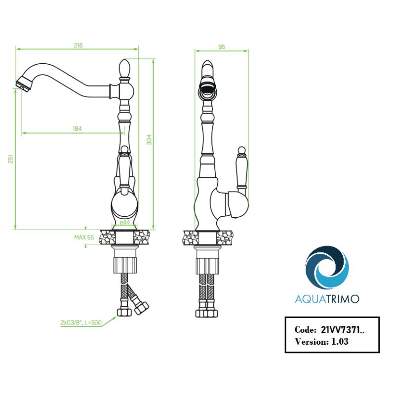 AquaTrimo Vivaldi klasická kuchyňská baterie chrom s otočným výtokem 21VV7371CM