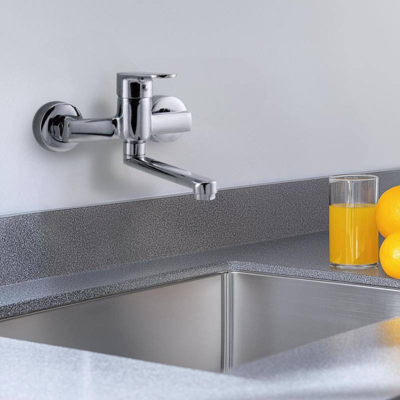 AquaTrimo Chopin nástěnná baterie s jednou pákou, kuchyňská směšovací baterie chrom 21CP7373CM