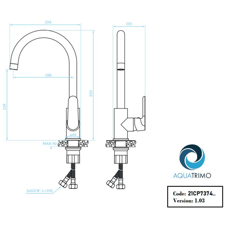 AquaTrimo Chopin jednopáková kuchyňská baterie matná černá 21CP7374SW