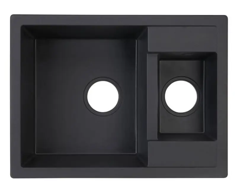 GraniteMy Smart extra mělký 1,5 granitový vestavný černý dřez, oboustranný, 58x44 cm, 1208957386