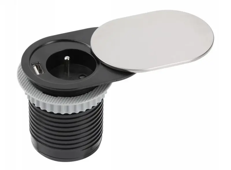 Indux Slide vestavná kuchyňská zásuvka Penaarde v pracovní desce s USB a zásuvkou barva nerez 1208957392