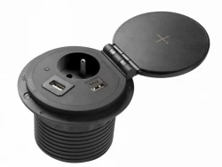 Indux Cover vestavěný černý kuchyňský zásuvka s uzemněním v pracovní desce s vyměnitelnými připojeními 12089573400
