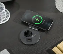 Indux Cover vestavěný černý kuchyňský zásuvka s uzemněním v pracovní desce s vyměnitelnými připojeními 12089573400