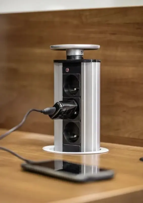 Indux Up & Down zanořitelné zemní stříbrné kuchyňské zásuvky v pracovní desce s 3 zásuvkami 1208957410