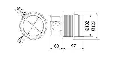 Indux Push retractable earthed silver kitchen socket for worktop with 3 outlets and 2 x USB 1208957411