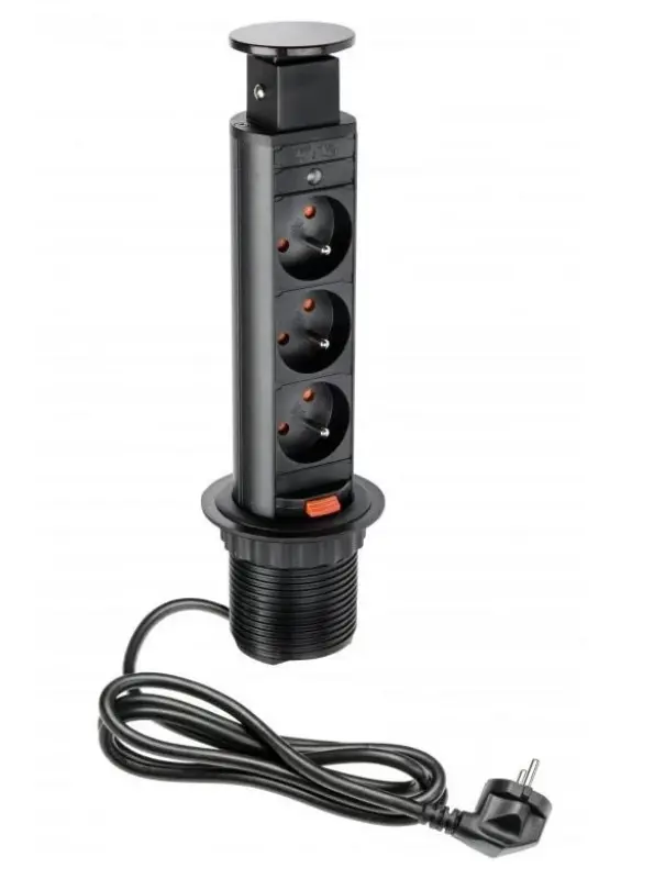 Indux Up & Down malá zasouvatelná zemní svorka černá kuchyňská zásuvka v pracovní desce s 3 zásuvkami 1208957417