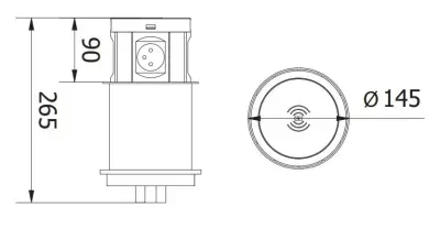 Indux Push retractable earthed white kitchen socket for worktop with 4 outlets, 2 x USB, 2 x RJ45 and wireless charging 1208957419