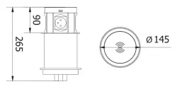 Indux Push zapustitelná zemni pero bílá kuchyňská zásuvka v pracovní desce s 4 zásuvkami, 2 x USB, 2 x RJ45 a bezdrátovým nabíjením 1208957422
