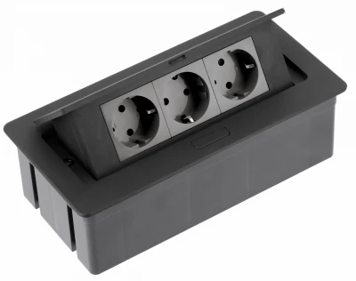 Indux Flip Medium kuchyňská zásuvka s uzemněním v pracovní desce nebo nástěnné skříňce, matná černá, se 3 zásuvkami 1208957433