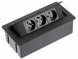 Indux Flip Medium kuchyňská zásuvka se zemním vodičem v pracovní desce nebo horní skříňce matně černá s 3 zásuvkami 1208957434