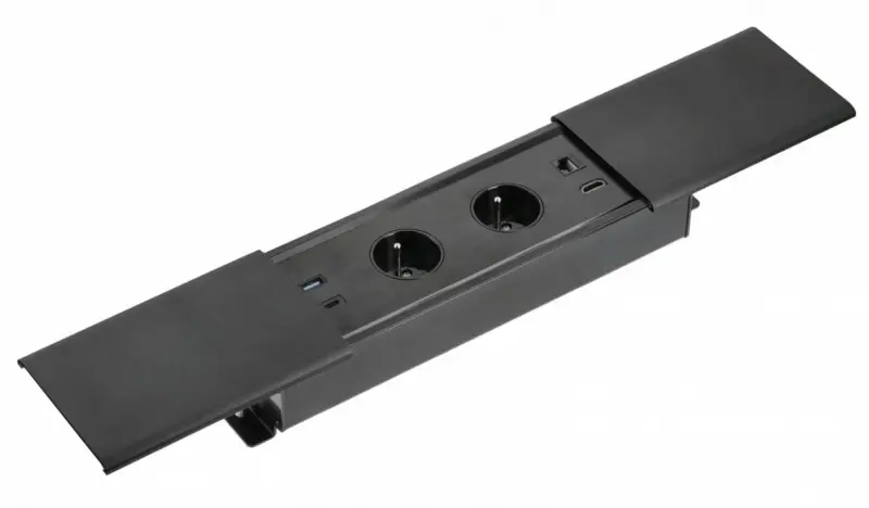 Indux Slide max vestavná kuchyňská zásuvka s uzemněním v pracovní desce s USB-A, HDMI, RJ45 a USB-C v matné černé barvě 1208957441