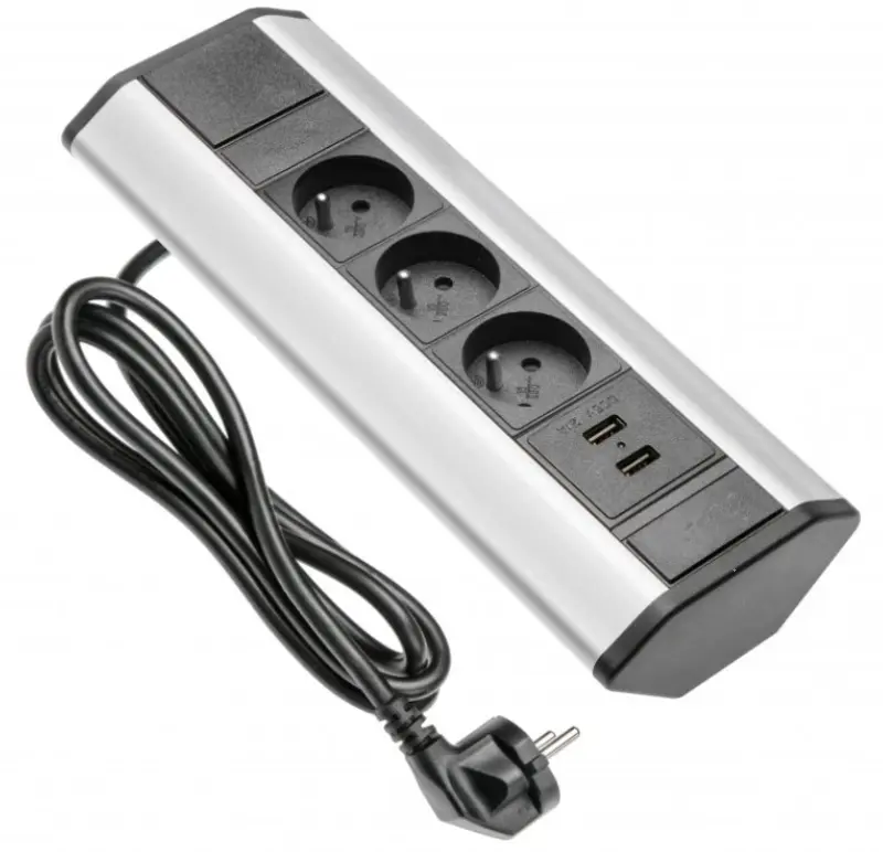 Indux Corner rohová kuchyňská zásuvka s 3 zemnícími zásuvkami a 2 USB nabíječkami 1208957442