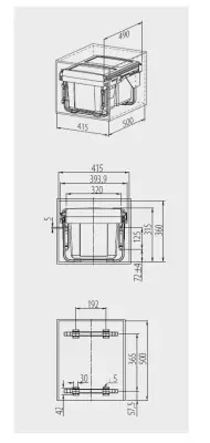 Garbi Sorter S-45-2-15 vestavěný kuchyňský odpadkový koš se 2 x 15 litrovými nádobami extra nízký 1208957444