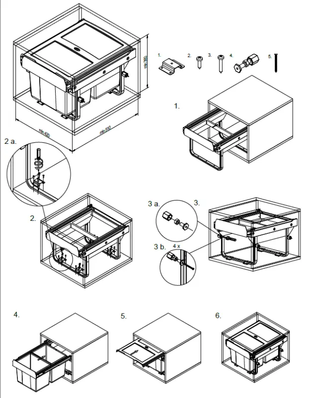 Garbi Sorter S-45-2-15 vestavěný kuchyňský odpadkový koš se 2 x 15 litrovými nádobami extra nízký 1208957444