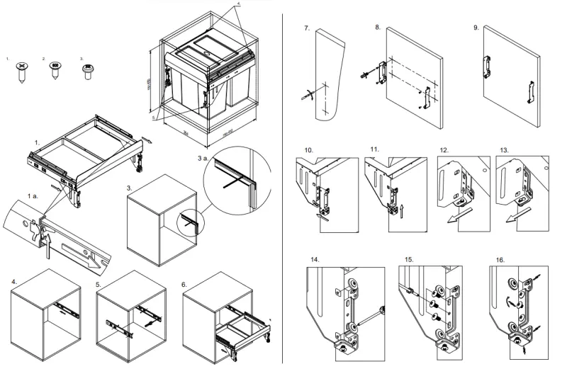 Garbi Carrier C-40-2 vestavěný odpadkový systém s vlastními vodítky a 2 odpadkovými koši 2 x 16 litrů 1208957462
